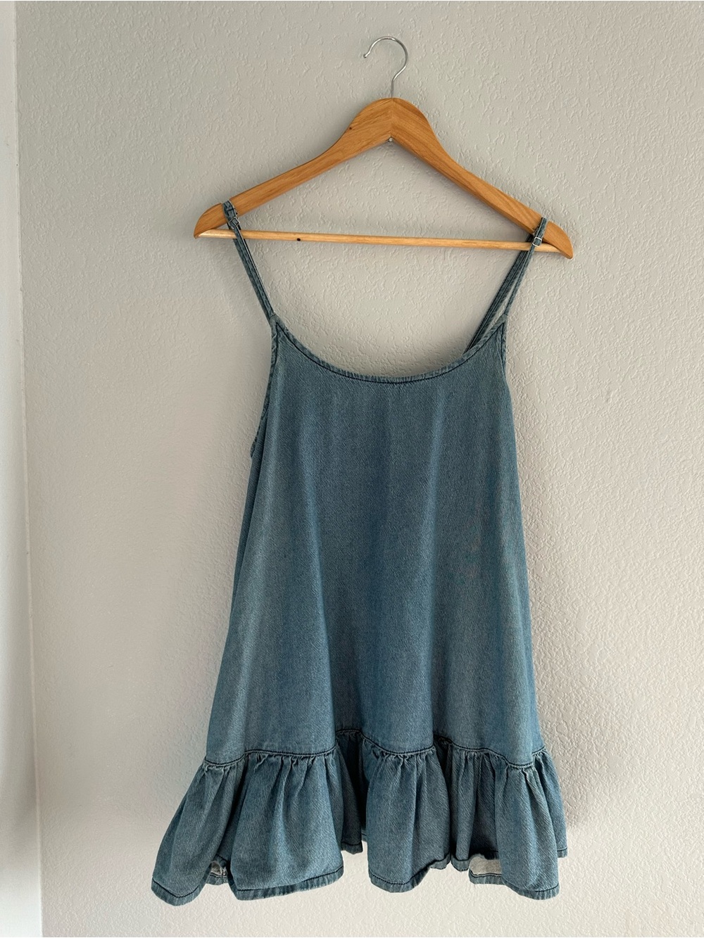 One Teaspoon Denim Ruffle Mini Dress Blue Size S Boho Festival